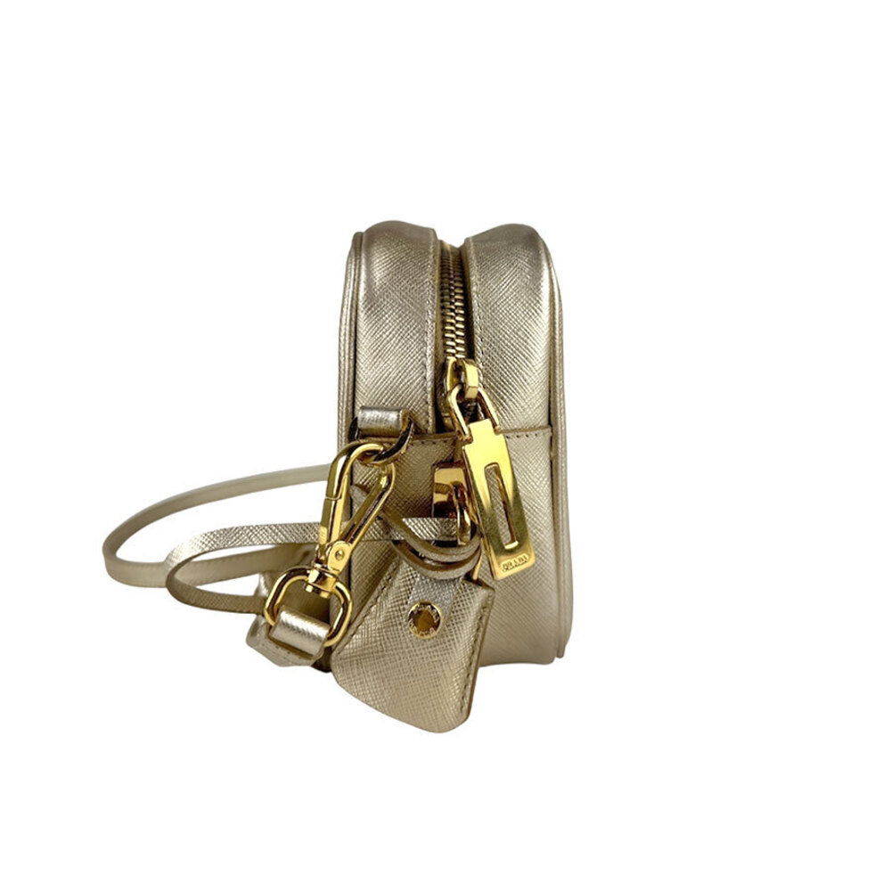 Prada Saffiano Crossbody leather camera bag gold metallic